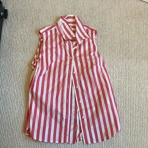 JCrew sleeveless pink stripe oxford